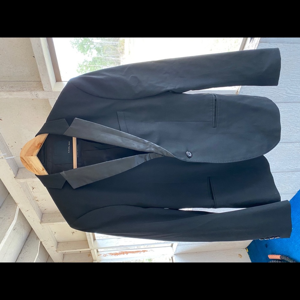 Zara blazer faux leather lapels